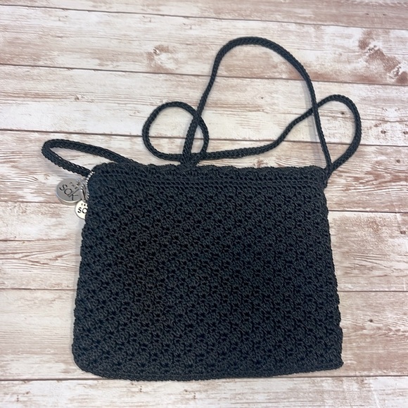 The Sak Mini Crossbody Black Crocheted Nylon Soft Durable - Picture 2 of 10